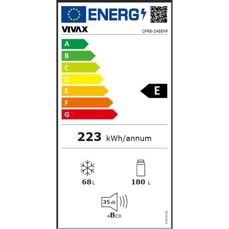 VIVAX vgradni kombinirani hladilnik CFRB-248ENF