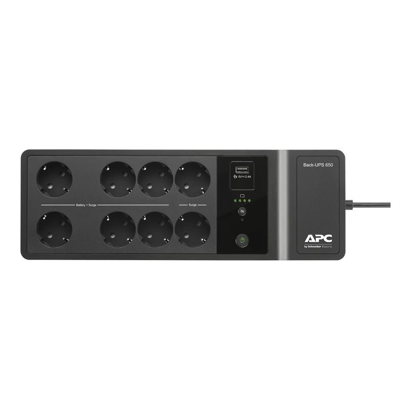 APC Back-UPS 650VA, 230V,  8x Schuko, 1 USB charging port