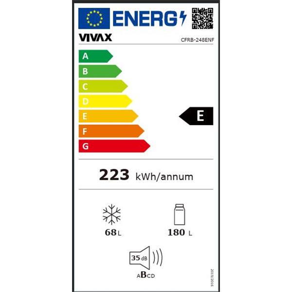 VIVAX vgradni kombinirani hladilnik CFRB-248ENF