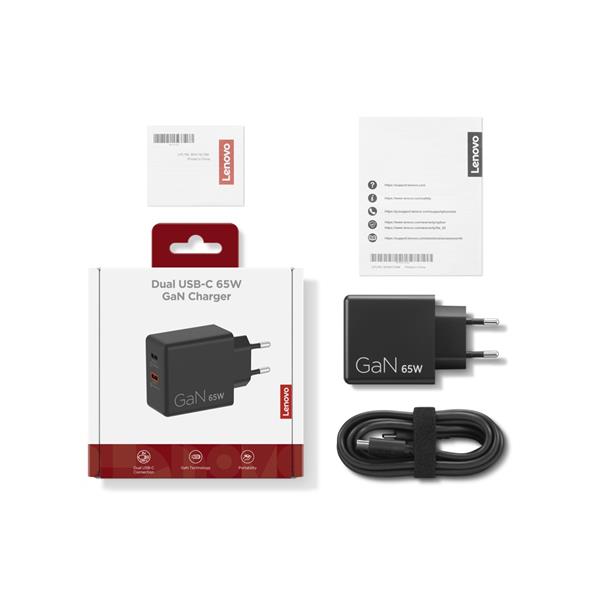 Lenovo polnilec Dual USB-C 65W GaN