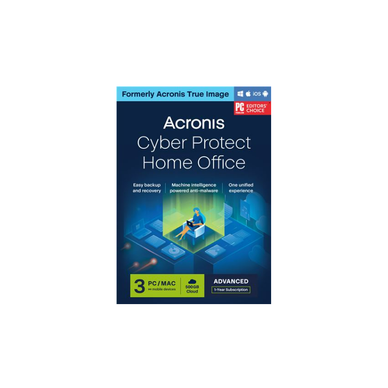 Acronis Cyber Protect Home Office Advanced - za domače uporabnike - 3 leta +500GB SUBS BOX