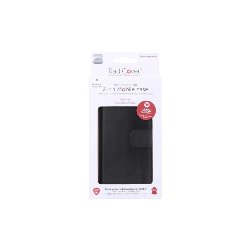zaščitni ovitek za iPhone6/7/8 RadiCover (2in1, črn, usnje)