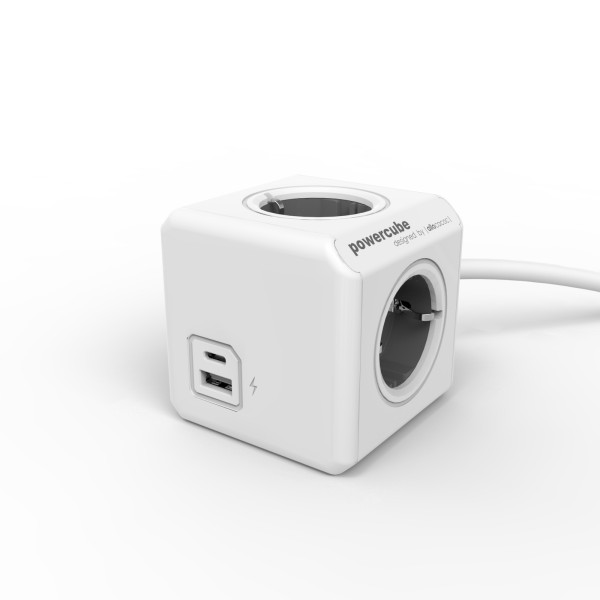 PowerCube Extended USB A+C belo-siva