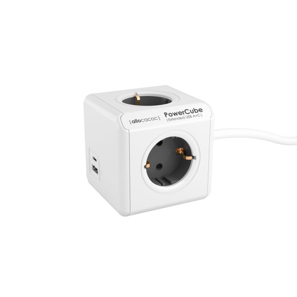 PowerCube Extended USB A+C belo-siva